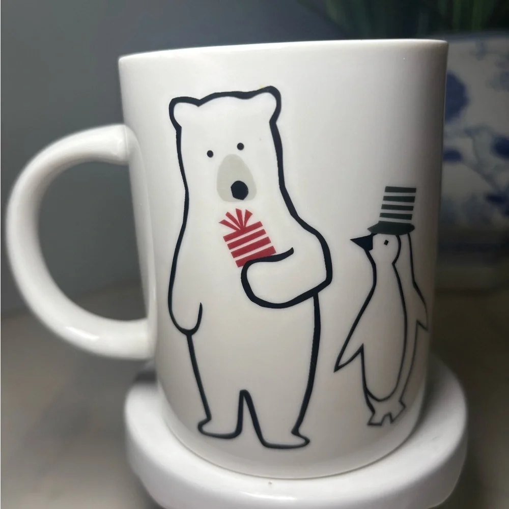 NWT Crate & Barrel Joan Anderson Arctic Friends Bear and Penguin 12-oz Xmas Mug